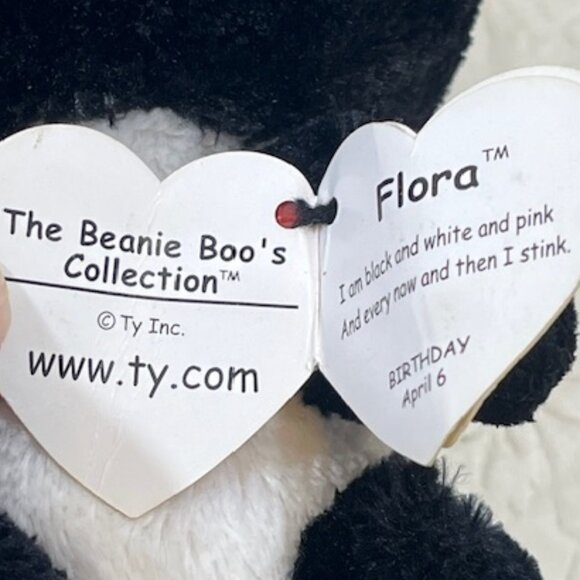 Ty Beanie Boos Collection, FLORA the Skunk, Plush Bean Bag Stuffed Animal Toy - Picture 6 of 9